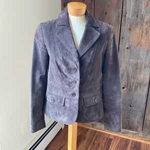 suede chocolate brown women’s jacket size small no name brand